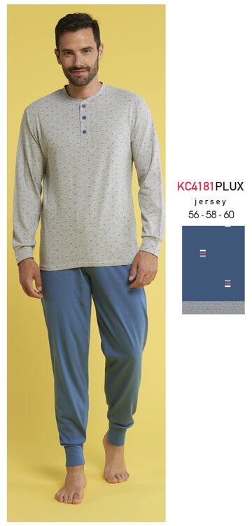 ART. KC4181 PLUX- pigiama uomo m/l 100% cotone kc4181 plux calibrato - Fratelli Parenti